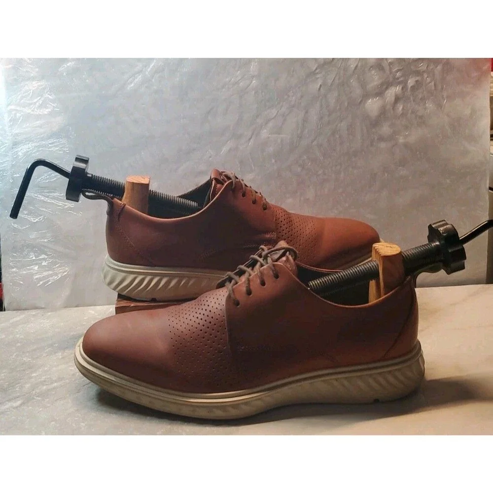 ECCO Men's ST.1 Hybrid Lite Leather Derby Oxford Shoes Brown Size 40 EU 6/6.5 US